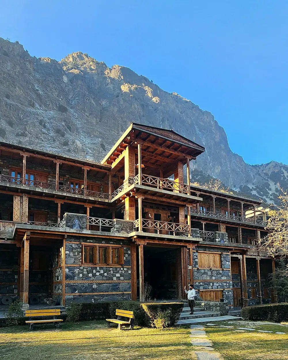 The wooden balconies of Chitral Fort