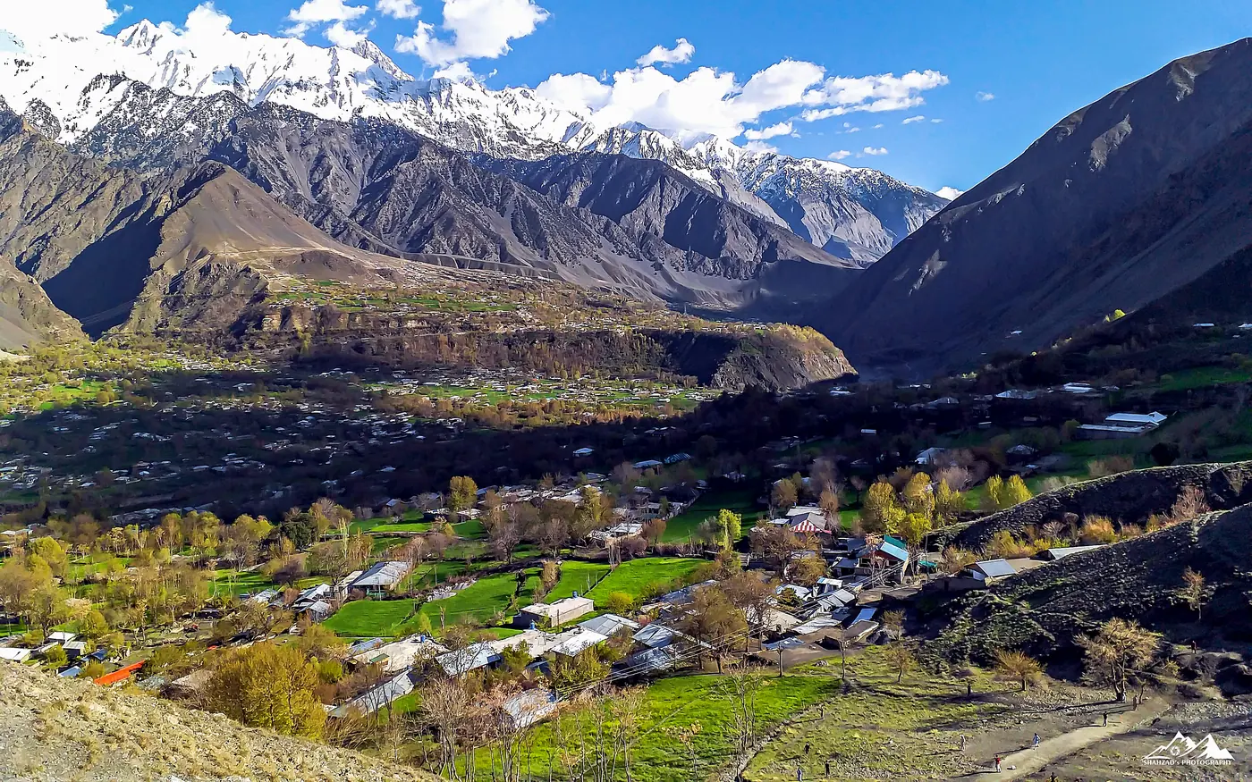 A Kalash valley floor with the first snow above