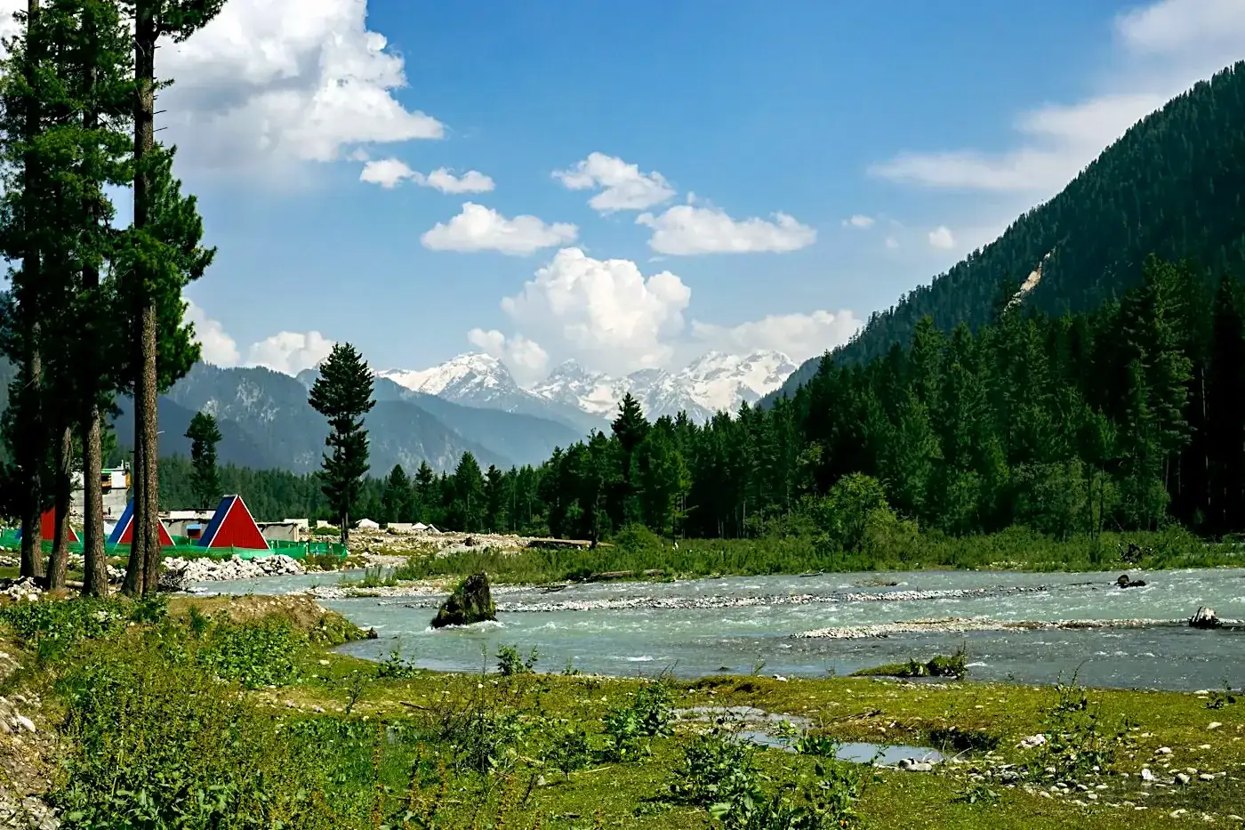 Meadows and river near Kalam