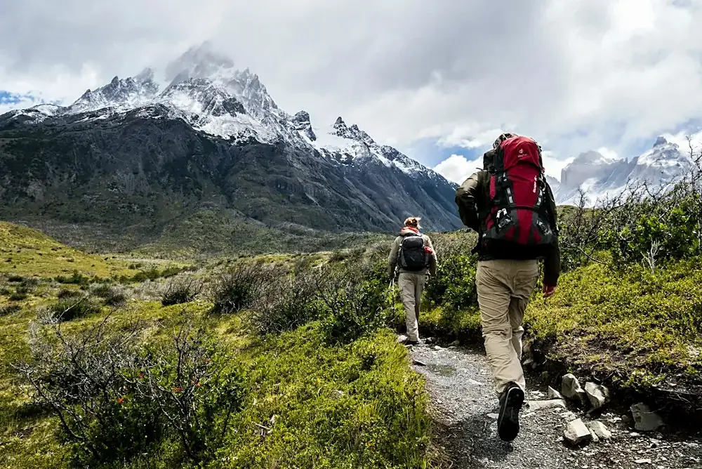 Trekkers on a high trail with their driver-guide